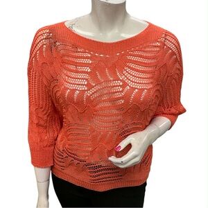 Vibrant Coral Knit Sweater for Women Size L
